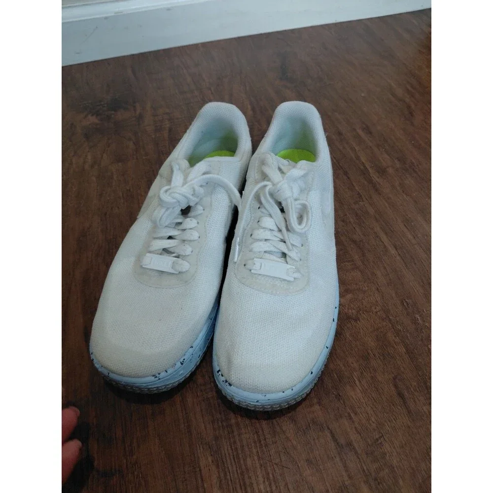 Womens Nike Air Force 1 Low Crater Flyknit White Blue Platinum DC7273-100 sz 9